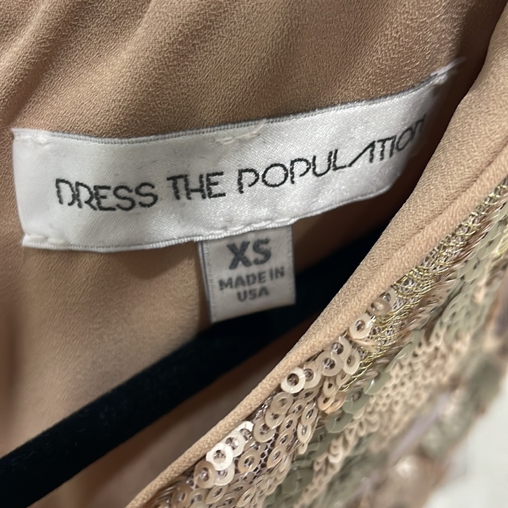 Dress The Population Mini Sequence Dress. Gold, pale pink XS, new with tags - Picture 3 of 9
